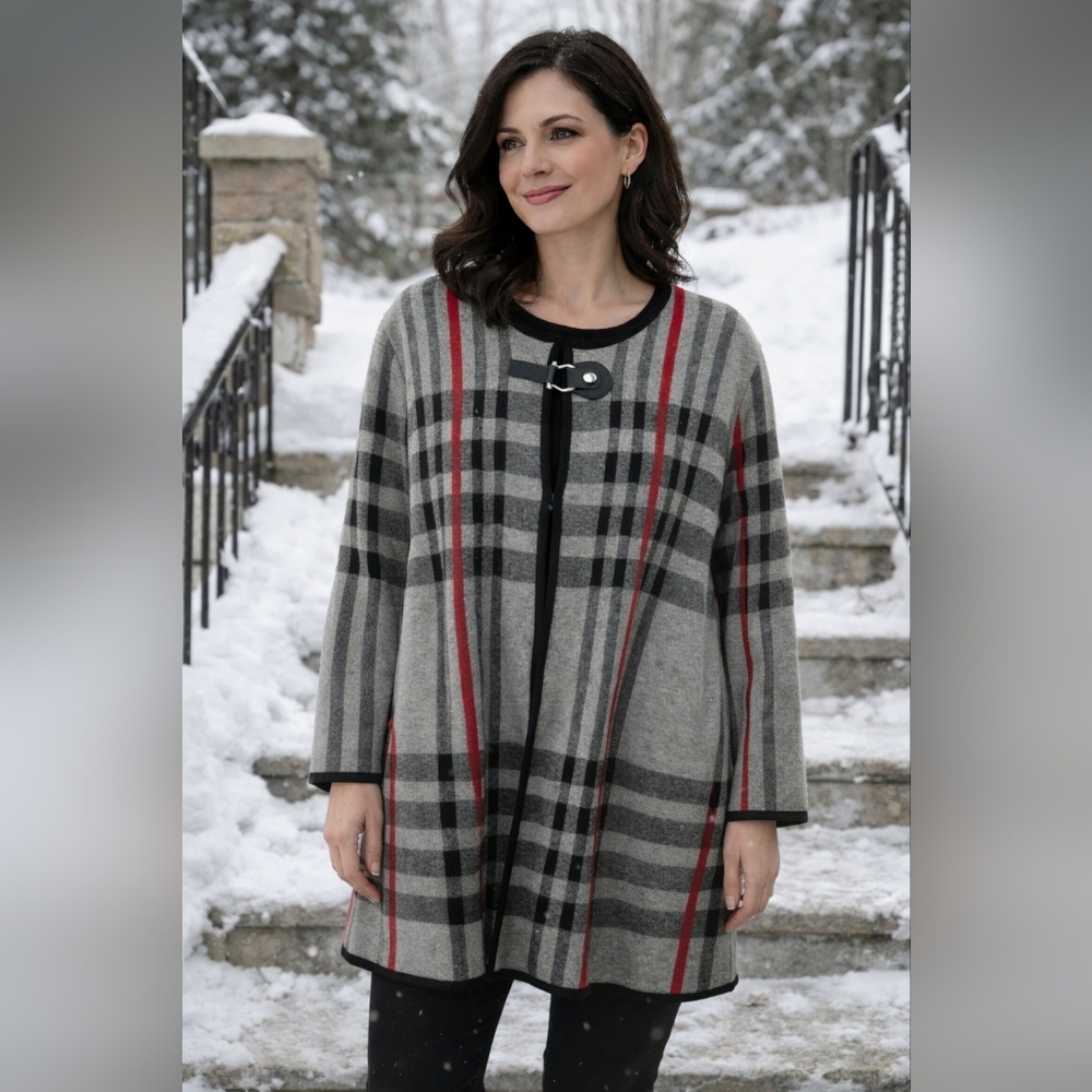 Anne Klein Red and Black Knit Cardigan Size 2X